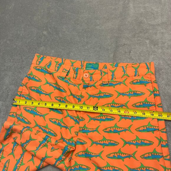 Liquid Flow Orange Shorts with Fish Print Size: 34"W - Picture 4 of 10